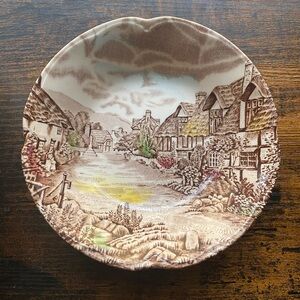 Johnson Brothers Brown Village Scene Plate